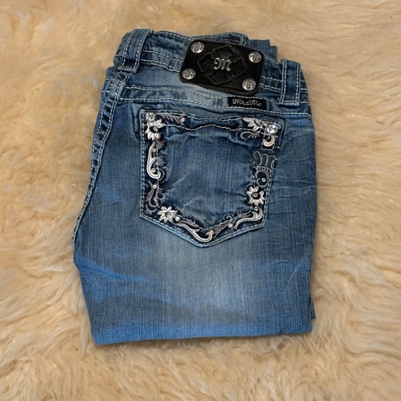 Miss Me Embroidered Skinny Destroyed Blue Jeans - Picture 5 of 5